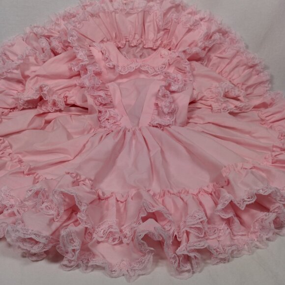 Vintage Miss Quality Pageant Dress 6X Pink Lace Ruffled Frilly Coquette Babydoll - Picture 6 of 16